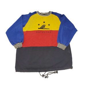 VTG 90s Catalina Colorblock Sweatshirt Nautical Coastal Primary Black Beach